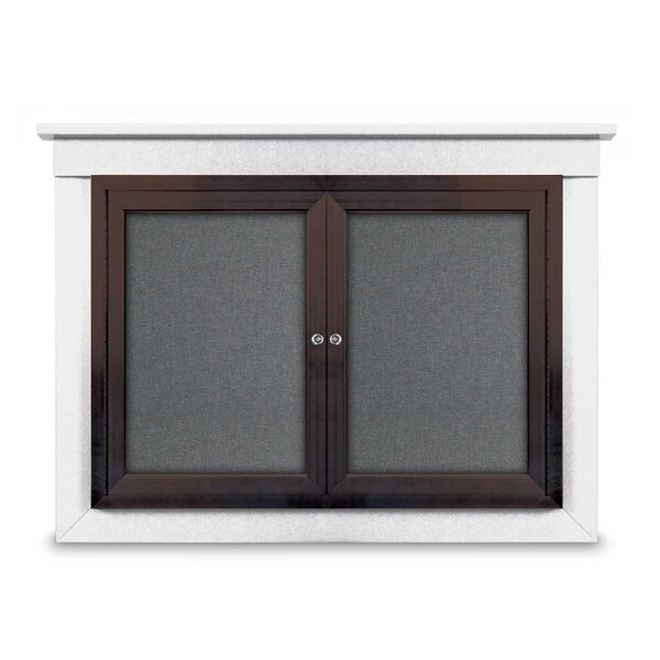 48"x36" 2-Door Enclosed Letterboard, White Vinyl/Cherry